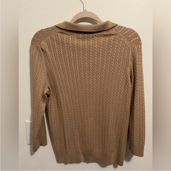 Brooks Brothers Silk/Cashmere Brown Collar Sweater - Picture 3 of 5